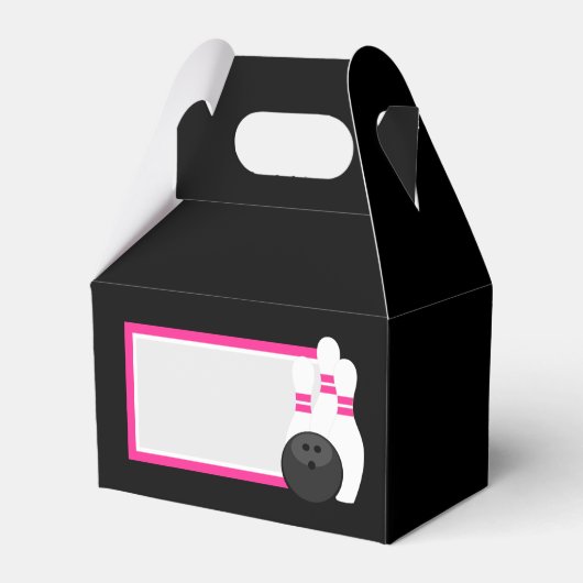 Roze en Zwart Bowling Favor Boxes Bedankdoosjes (Voorkant Zijde)