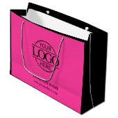 Roze en zwart Branded Business Logo Promotional Groot Cadeauzakje (Voorkant Gekanteld)