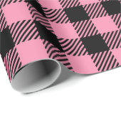  roze en zwart buffel geruit cadeaupapier (Rol Hoek)