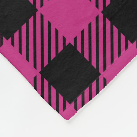 Roze en zwart buffelpatroon fleece deken (Hoek)