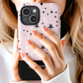 Roze en Zwart Celestial Moon Stars Script Name Case-Mate iPhone Case