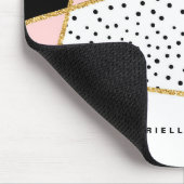 Roze en zwart Chic Abstract Patroon Gepersonalisee Muismat (Hoek)