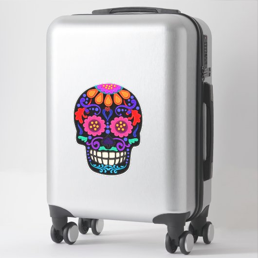 Roze en zwart | Dag van de dode suikerschedel Grot Sticker (Koffer)