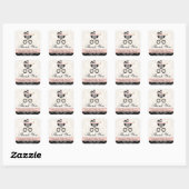 Roze en Zwart Damask Baby Carriage Bedankt Vierkante Sticker (Vel)