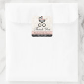 Roze en Zwart Damask Baby Carriage Bedankt Vierkante Sticker (Tas)