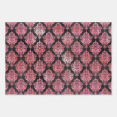 Roze en zwart Damask Patroon Inpakpapier Vel (Voorkant)
