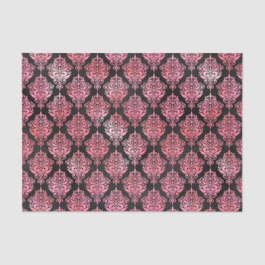 Roze en zwart Damask Patroon Tissuepapier (Voorkant)