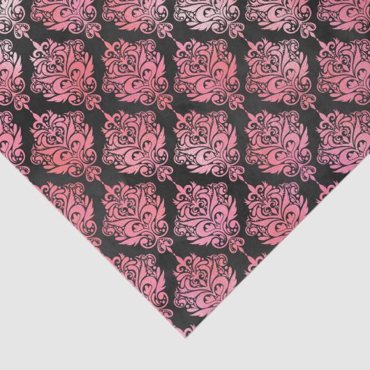 Roze en zwart Damask Patroon Tissuepapier (Detail)