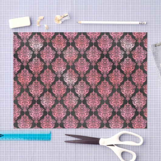 Roze en zwart Damask Patroon Tissuepapier (Craft)