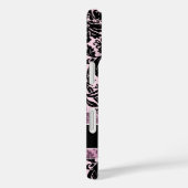 Roze en zwart Damaspatroon met monogram Case-Mate iPhone Case (Achterkant / Rechts)