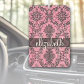 Roze en zwart Damaspatroon met monogram Luchtverfrisser