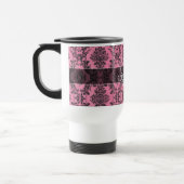 Roze en zwart  Damaspatroon met monogram Reisbeker (Links)