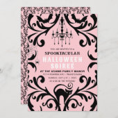 Roze en Zwart Damast Glam Halloween Soiree Kaart (Voorkant / Achterkant)