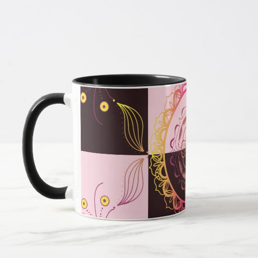Roze en zwart dambord, Mystic Graphic Art Mok (Links)