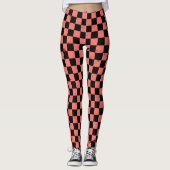  roze en zwart dambordpatroon leggings (Voorkant)