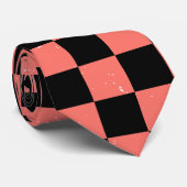 roze en zwart dambordpatroon stropdas (Opgerold)