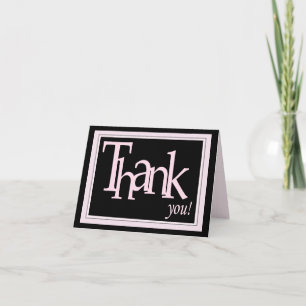 Roze en zwart Dank u Bedankkaart