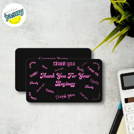 Roze en zwart "Dank u" Invoegen/Visitekaartje Visitekaartje