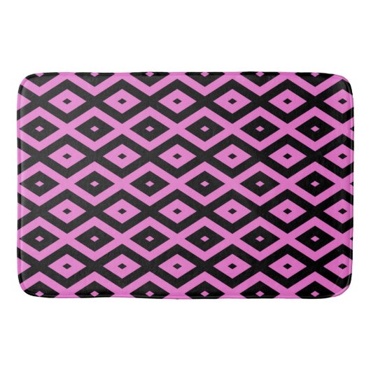 Roze en zwart diamantpatroon badmat (Voorkant)