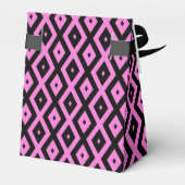 Roze en zwart diamantpatroon bedankdoosjes (Achterkant)