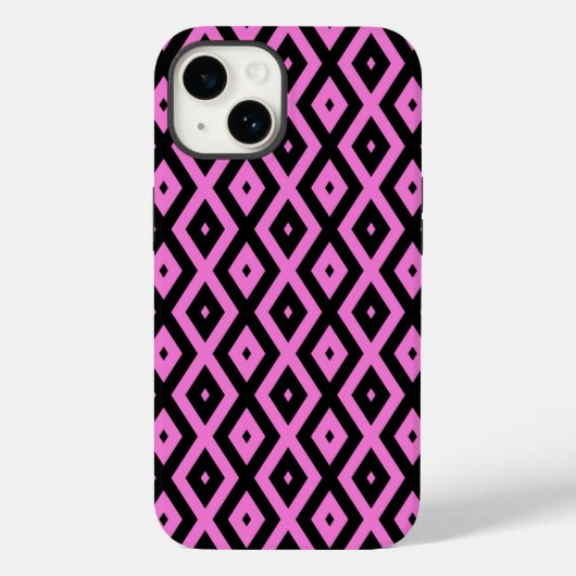 Roze en zwart diamantpatroon Case-Mate iPhone case (Achterkant)
