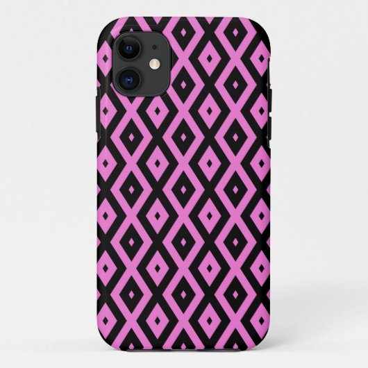 Roze en zwart diamantpatroon Case-Mate iPhone case (Achterkant)