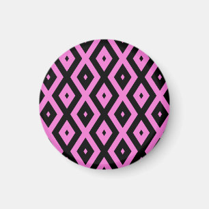 Roze en zwart diamantpatroon magneet