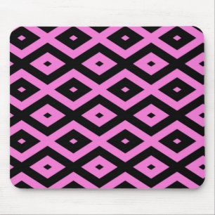 Roze en zwart diamantpatroon muismat