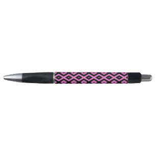 Roze en zwart diamantpatroon pen
