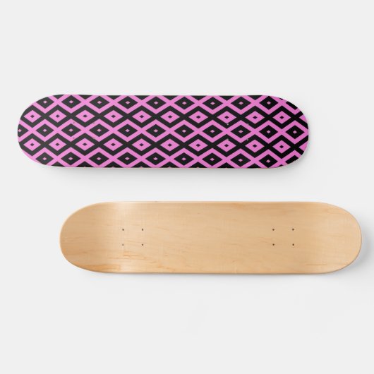 Roze en zwart diamantpatroon persoonlijk skateboard (Horizontaal)