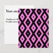 Roze en zwart diamantpatroon RSVP kaartje (Voorkant / Achterkant)