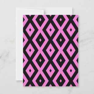 Roze en zwart diamantpatroon RSVP kaartje