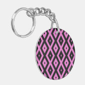 Roze en zwart diamantpatroon sleutelhanger (Voorkant Links)