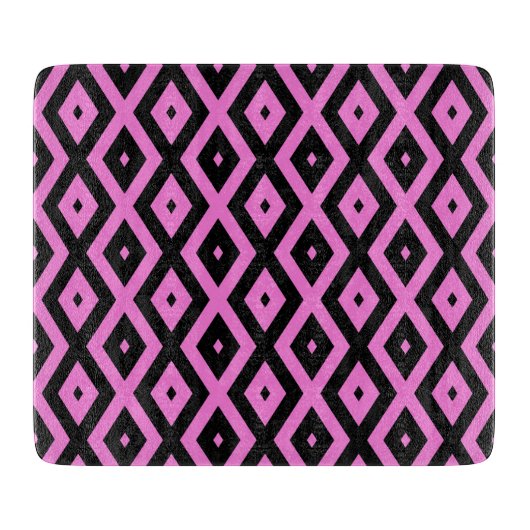 Roze en zwart diamantpatroon snijplank (Voorkant)