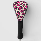 Roze en Zwart Dier Luipaard Print Golfheadcover (Voorkant)