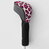 Roze en Zwart Dier Luipaard Print Golfheadcover (Schuin)