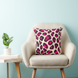 Roze en Zwart Dier Luipaard Print Kussen