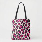 Roze en Zwart Dier Luipaard Print Tote Bag (Voorkant)