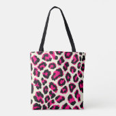 Roze en Zwart Dier Luipaard Print Tote Bag (Achterkant)