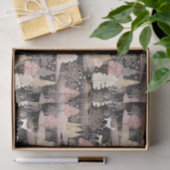 Roze en zwart Elegant Snowy Deer Forest Tissuepapier (Geschenk)