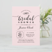 Roze en zwart | Elegant Wedding Vrijgezellenfeest Kaart (Staand voorkant)