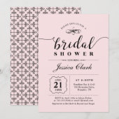 Roze en zwart | Elegant Wedding Vrijgezellenfeest Kaart (Voorkant / Achterkant)