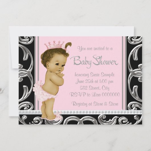 Roze en zwart etnisch Baby shower Kaart (Voorkant)