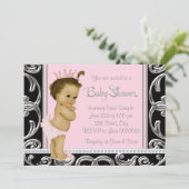 Roze en zwart etnisch Baby shower Kaart (Staand voorkant)