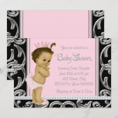 Roze en zwart etnisch Baby shower Kaart (Voorkant / Achterkant)