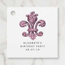 Roze en zwart Fleur de Lis Bedankjes Labels
