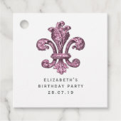 Roze en zwart Fleur de Lis Bedankjes Labels (Voorkant)