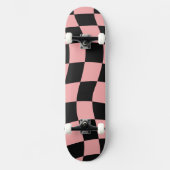 Roze en zwart gecheckt persoonlijk skateboard (Voorkant)