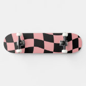Roze en zwart gecheckt persoonlijk skateboard (Horizontaal)