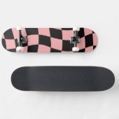Roze en zwart gecheckt persoonlijk skateboard (Horizontaal)